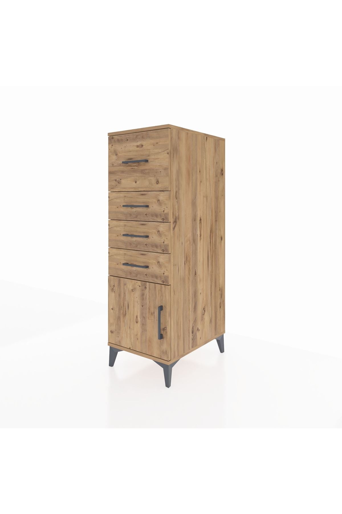 Kronos Dolap 4 Çekmeceli Tek Kapaklı 44x59x134 Çam-Çam