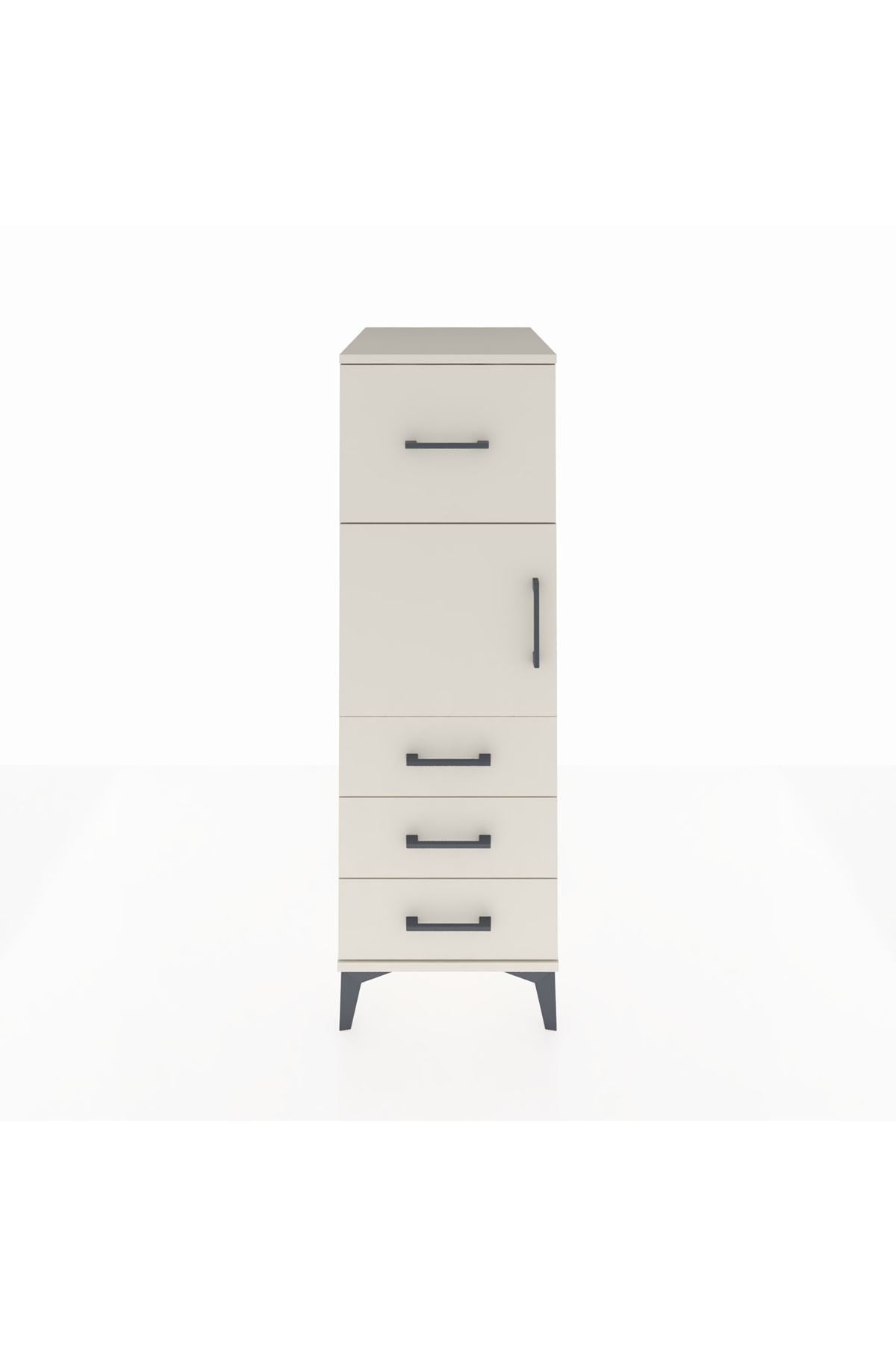 Kronos Dolap Tek Raflı 4 Çekmeceli Tek Kapaklı 44x59x134 Aytaşı-Aytaşı