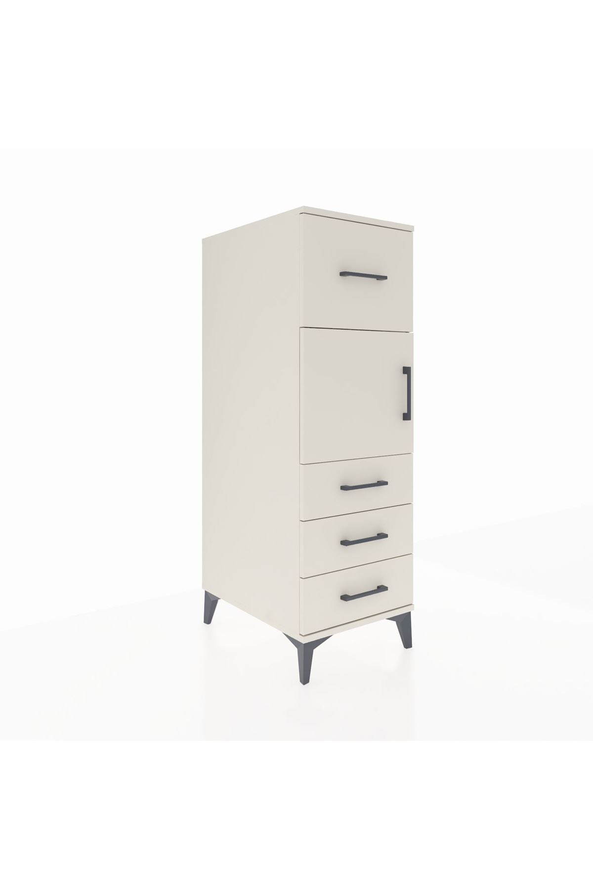 Kronos Dolap Tek Raflı 4 Çekmeceli Tek Kapaklı 44x59x134 Aytaşı-Aytaşı