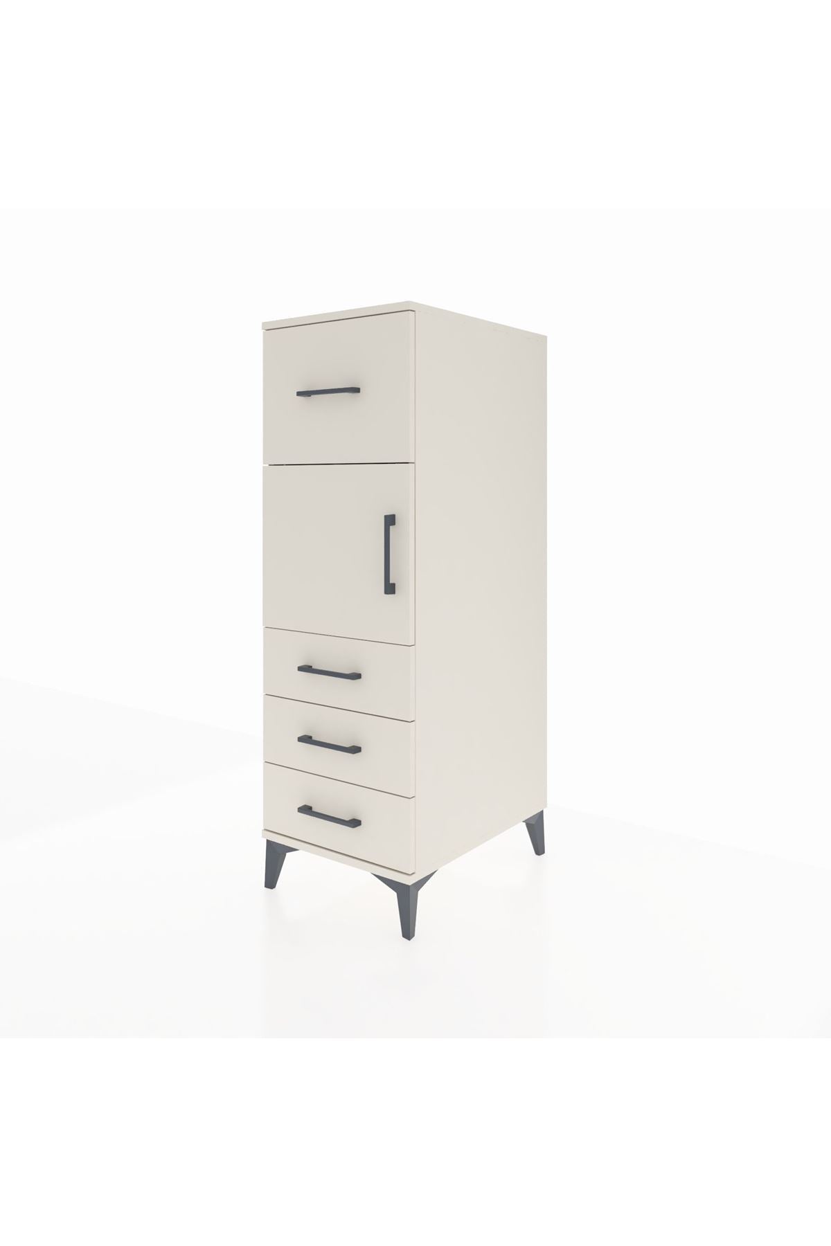 Kronos Dolap Tek Raflı 4 Çekmeceli Tek Kapaklı 44x59x134 - S82M027V1C