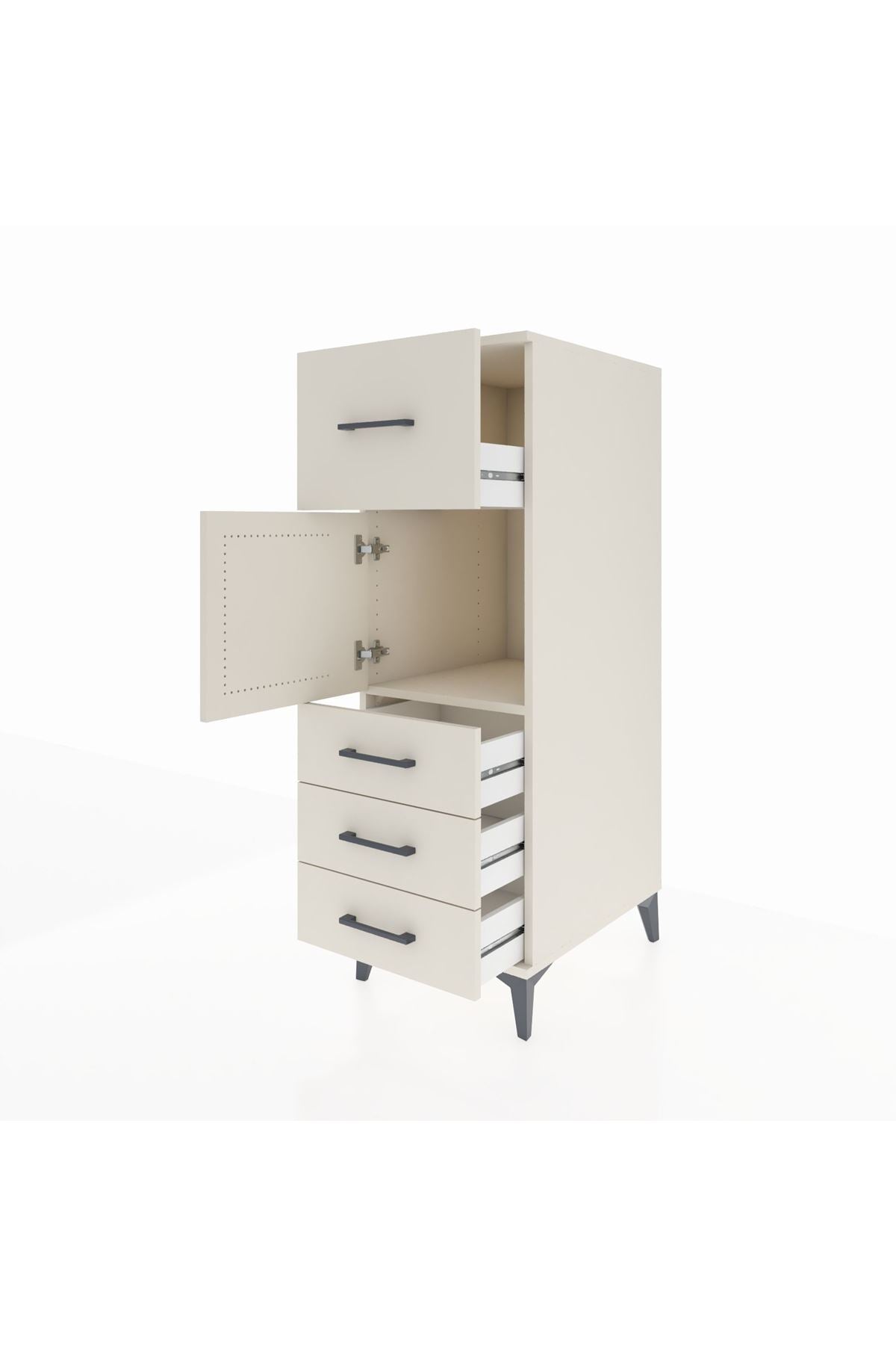 Kronos Dolap Tek Raflı 4 Çekmeceli Tek Kapaklı 44x59x134 Aytaşı-Aytaşı