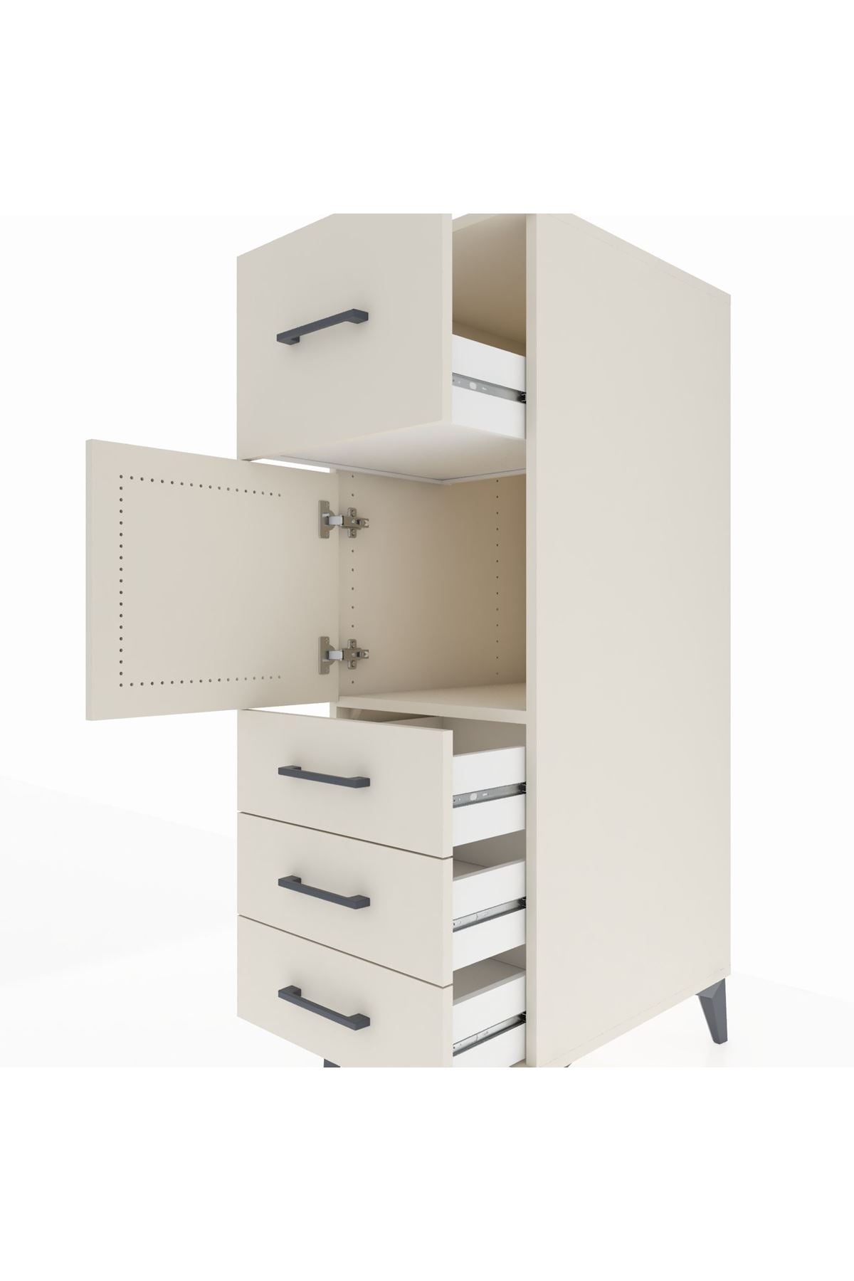 Kronos Dolap Tek Raflı 4 Çekmeceli Tek Kapaklı 44x59x134 Aytaşı-Aytaşı