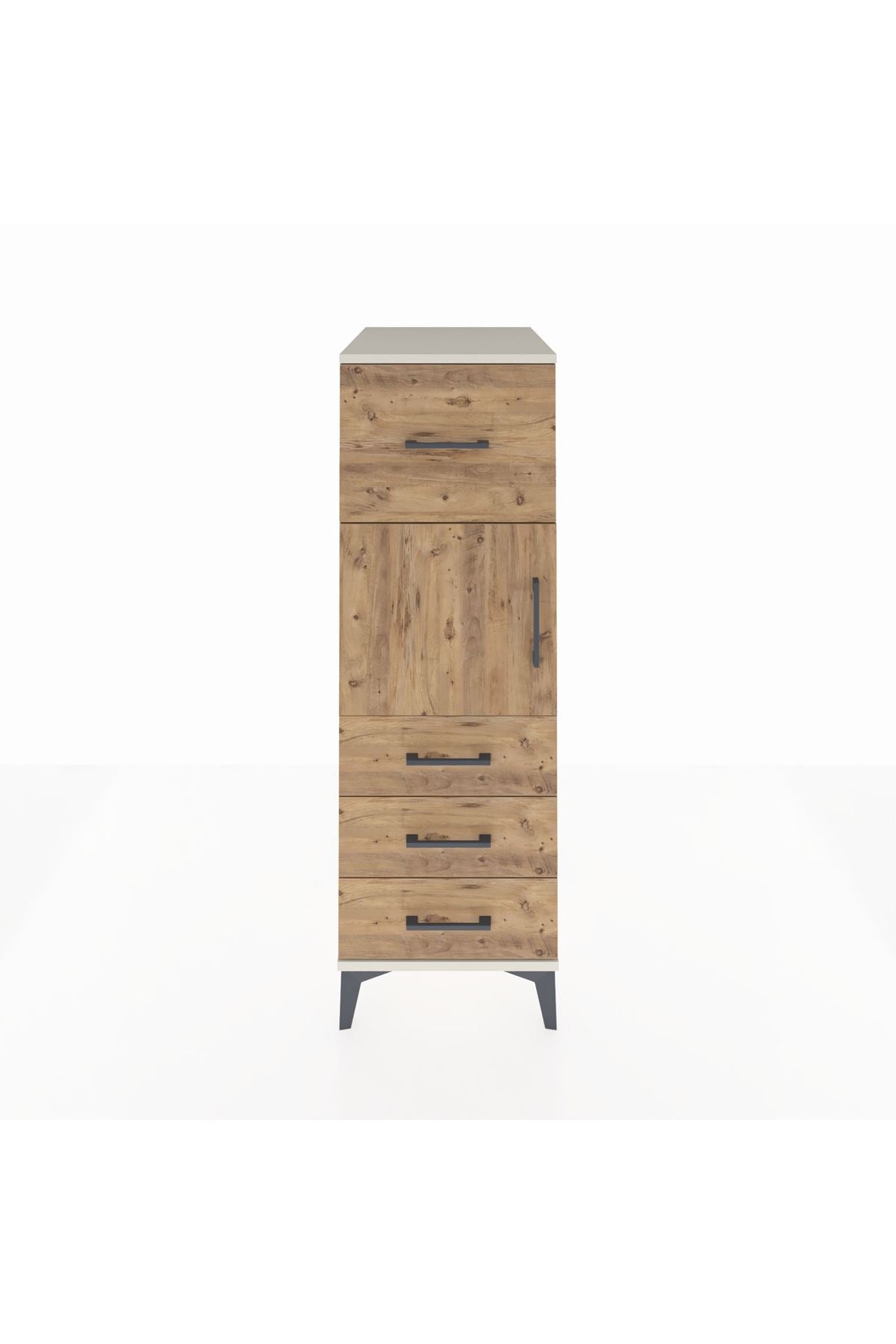 Kronos Dolap Tek Raflı 4 Çekmeceli Tek Kapaklı 44x59x134 Aytaşı-Çam