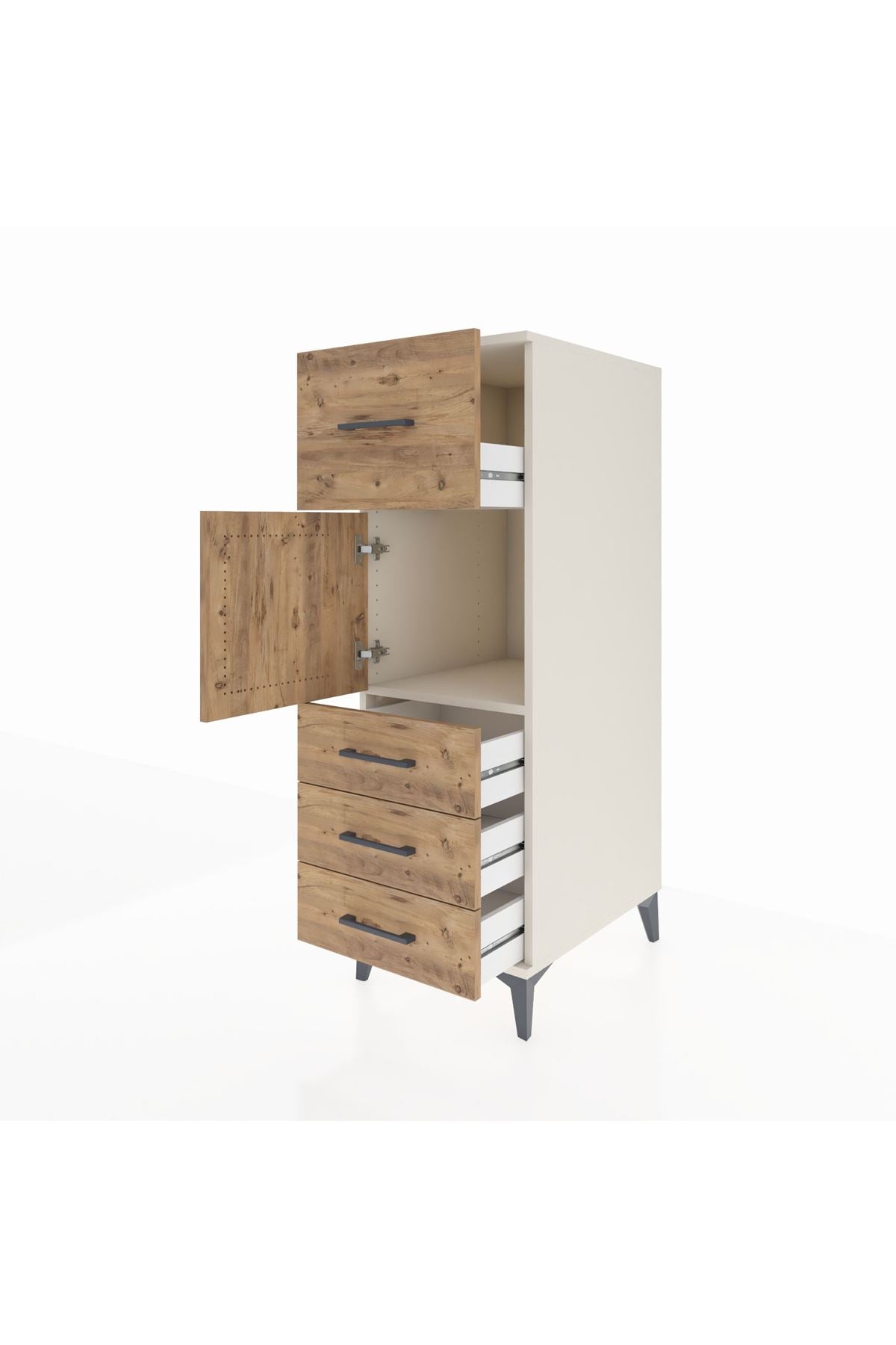 Kronos Dolap Tek Raflı 4 Çekmeceli Tek Kapaklı 44x59x134 Aytaşı-Çam