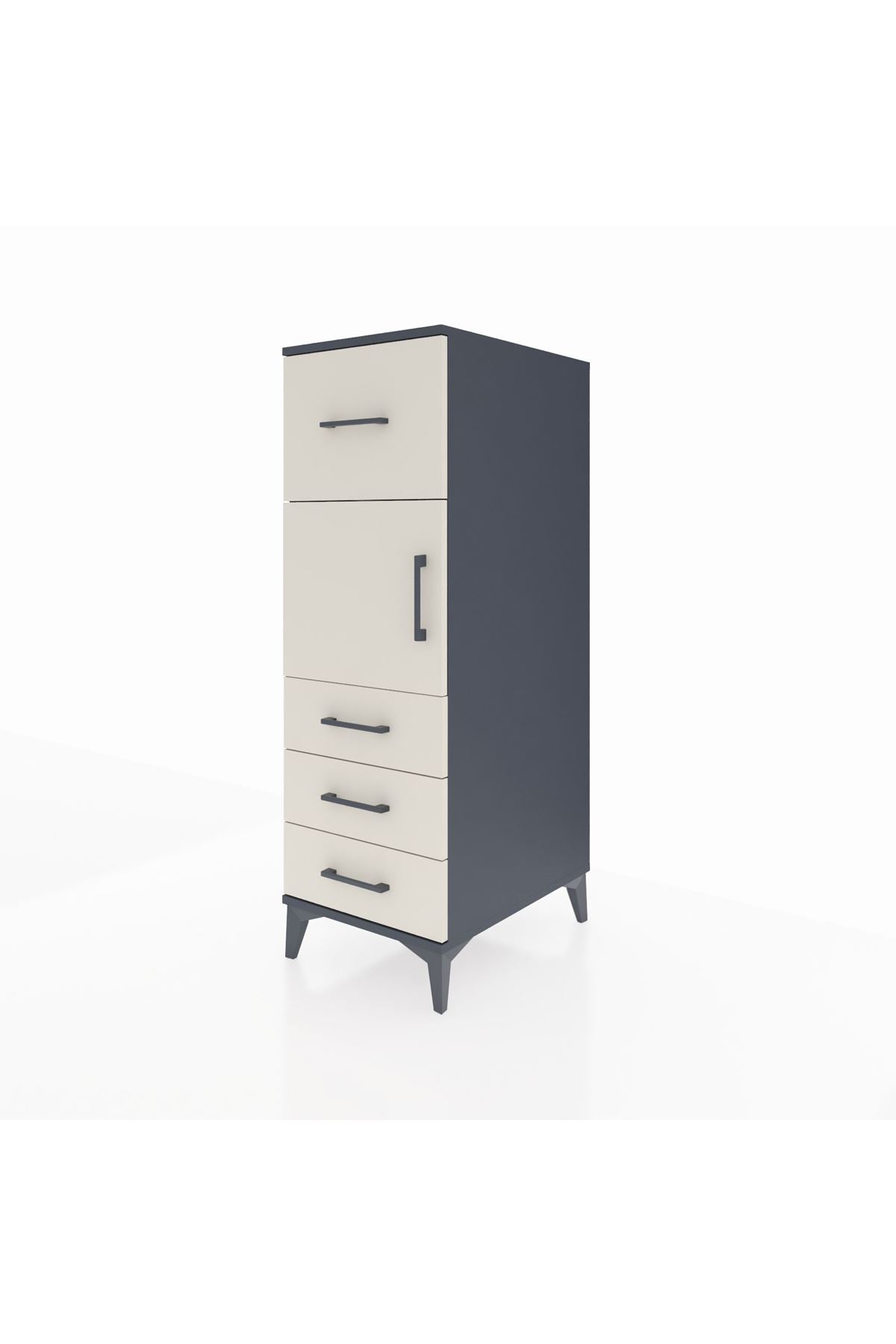 Kronos Dolap Tek Raflı 4 Çekmeceli Tek Kapaklı 44x59x134 Antrasit-Aytaşı