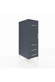Kronos Dolap Tek Raflı 4 Çekmeceli Tek Kapaklı 44x59x134 Antrasit-Antrasit