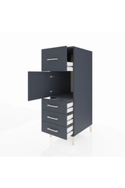 Kronos Dolap Tek Raflı 4 Çekmeceli Tek Kapaklı 44x59x134 Antrasit-Antrasit