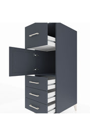 Kronos Dolap Tek Raflı 4 Çekmeceli Tek Kapaklı 44x59x134 Antrasit-Antrasit