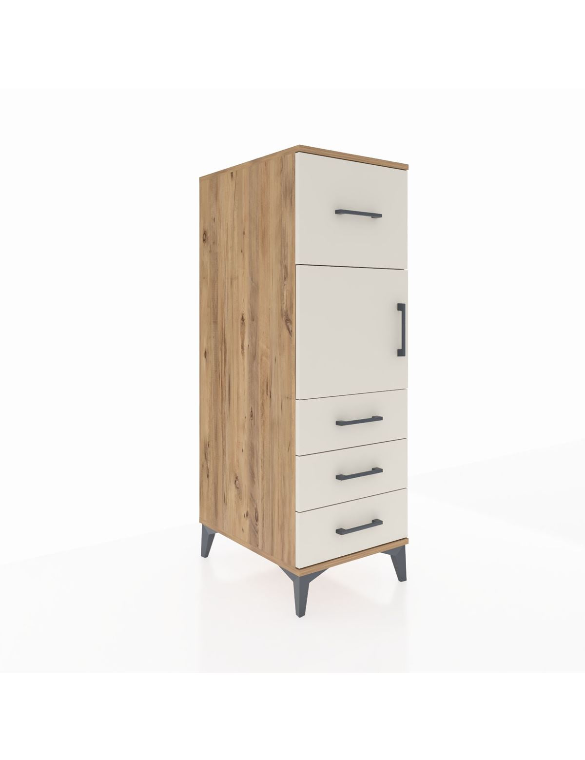 Kronos Dolap Tek Raflı 4 Çekmeceli Tek Kapaklı 44x59x134 - S82M027V7C