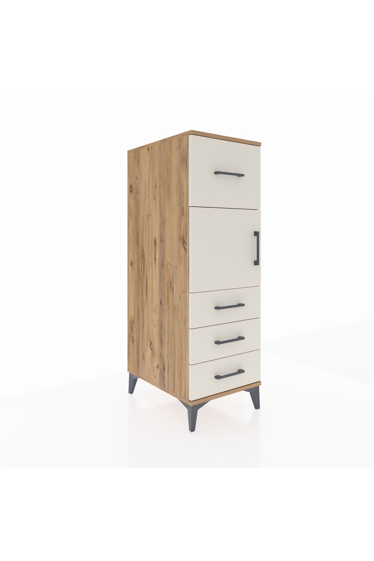 Kronos Dolap Tek Raflı 4 Çekmeceli Tek Kapaklı 44x59x134 - S82M027V7C