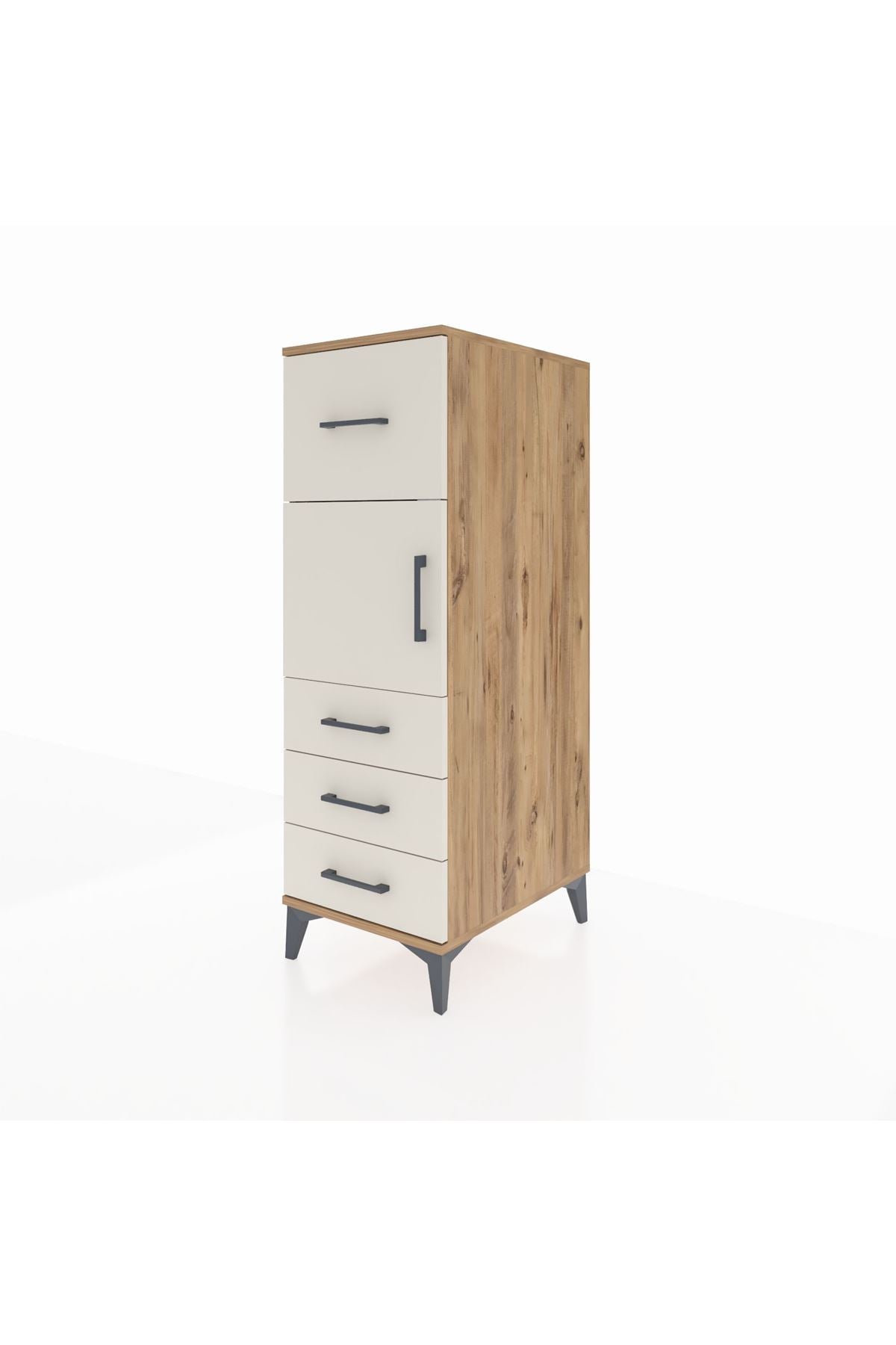 Kronos Dolap Tek Raflı 4 Çekmeceli Tek Kapaklı 44x59x134 Çam-Aytaşı