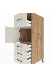 Kronos Dolap Tek Raflı 4 Çekmeceli Tek Kapaklı 44x59x134 Çam-Aytaşı