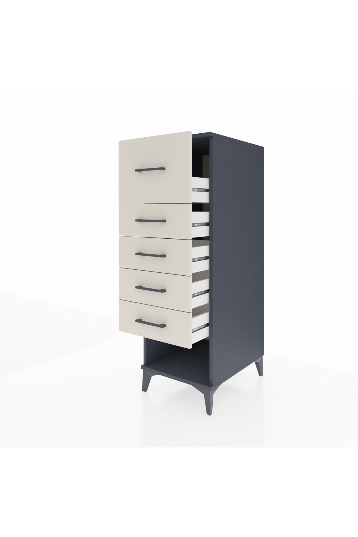 Kronos Dolap 5 Çekmeceli 44x59x134 Antrasit-Aytaşı