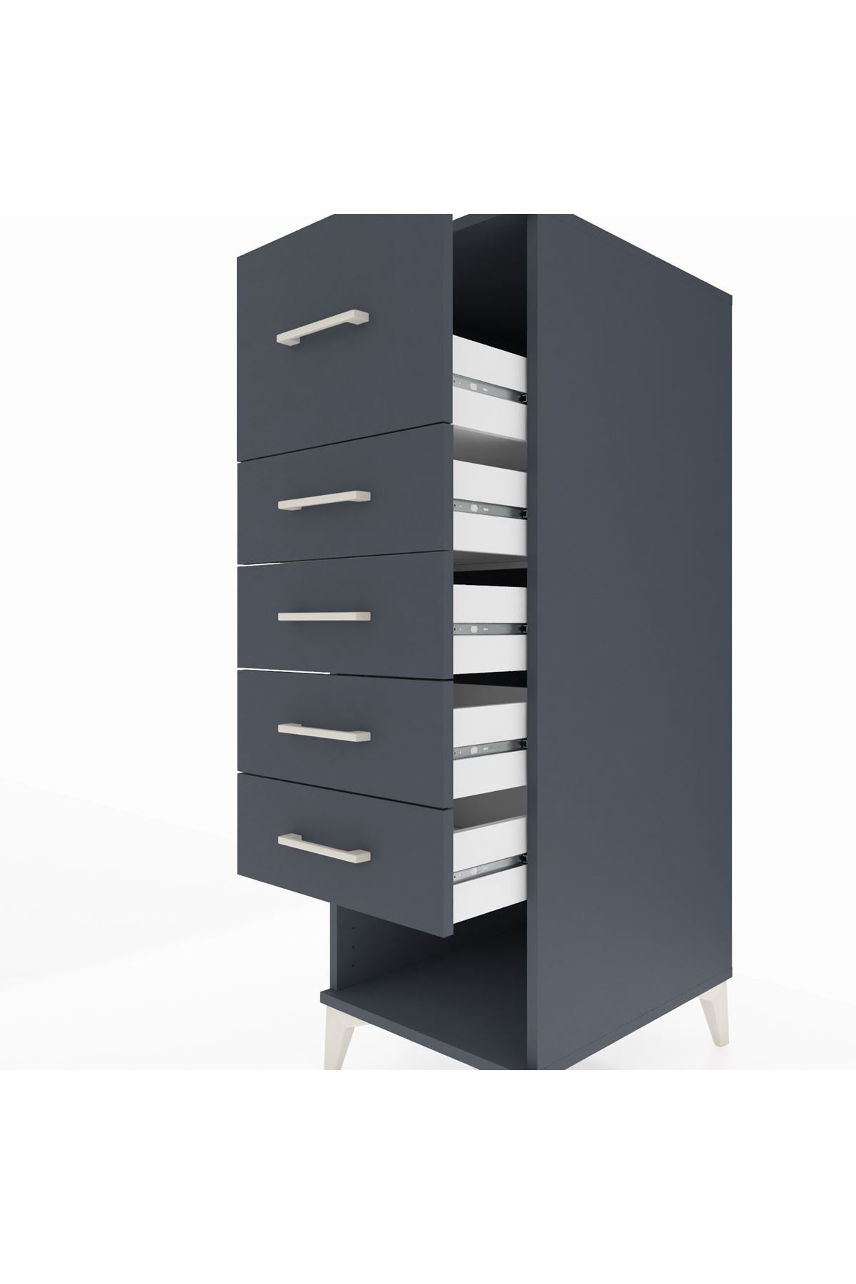 Kronos Dolap 5 Çekmeceli 44x59x134 Antrasit-Antrasit