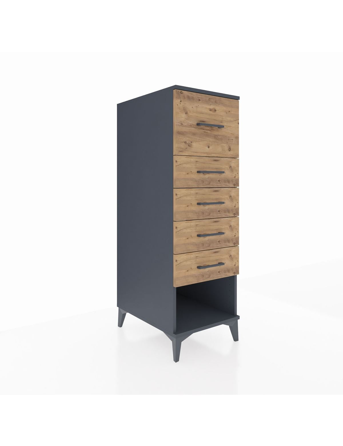 Kronos Dolap 5 Çekmeceli 44x59x134 Antrasit-Çam