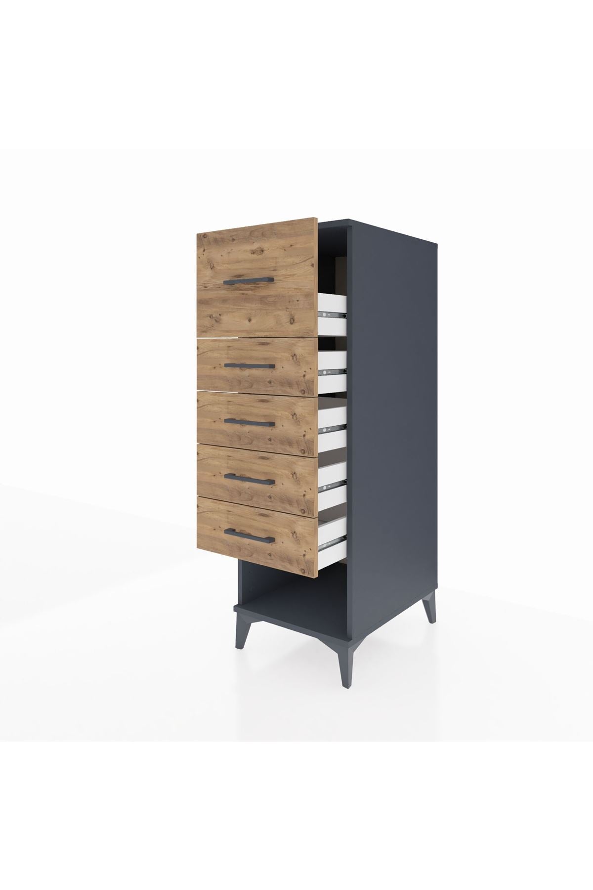 Kronos Dolap 5 Çekmeceli 44x59x134 Antrasit-Çam
