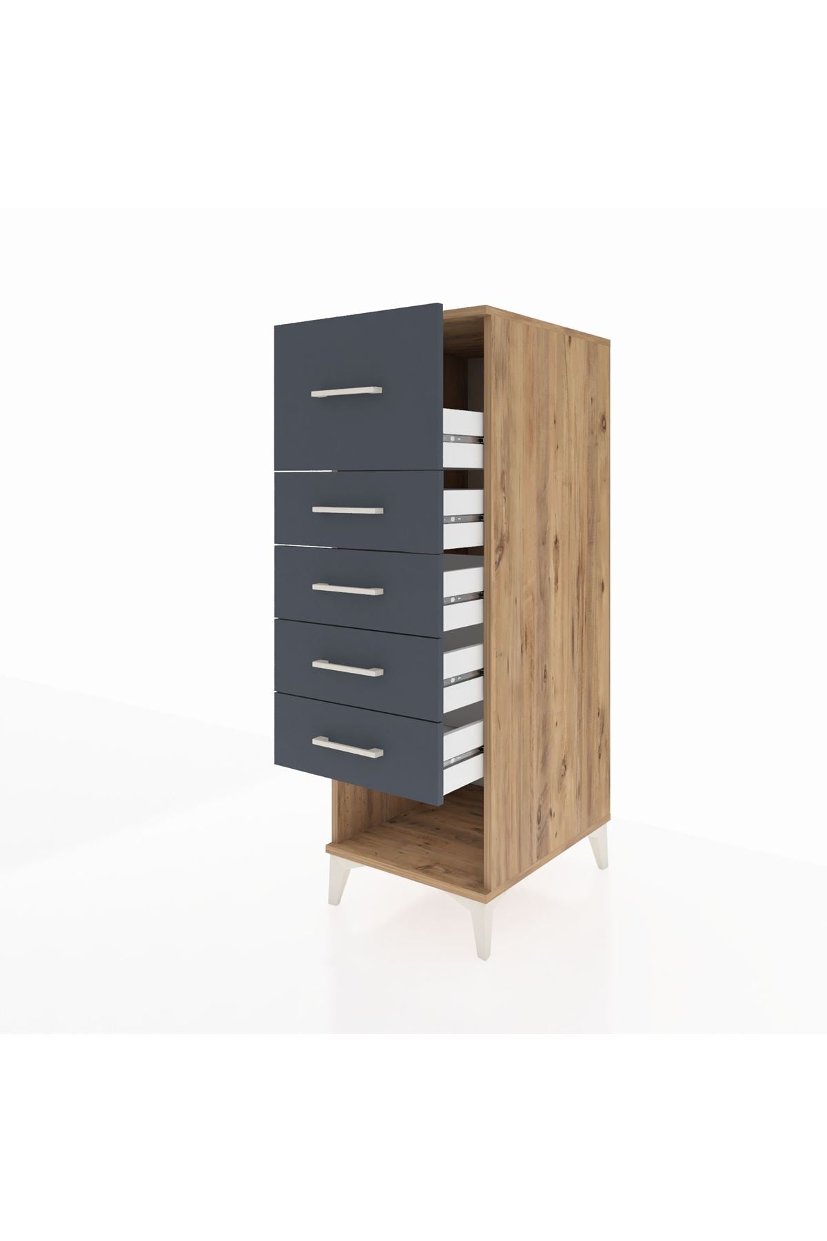 Kronos Dolap 5 Çekmeceli 44x59x134 Çam-Antrasit