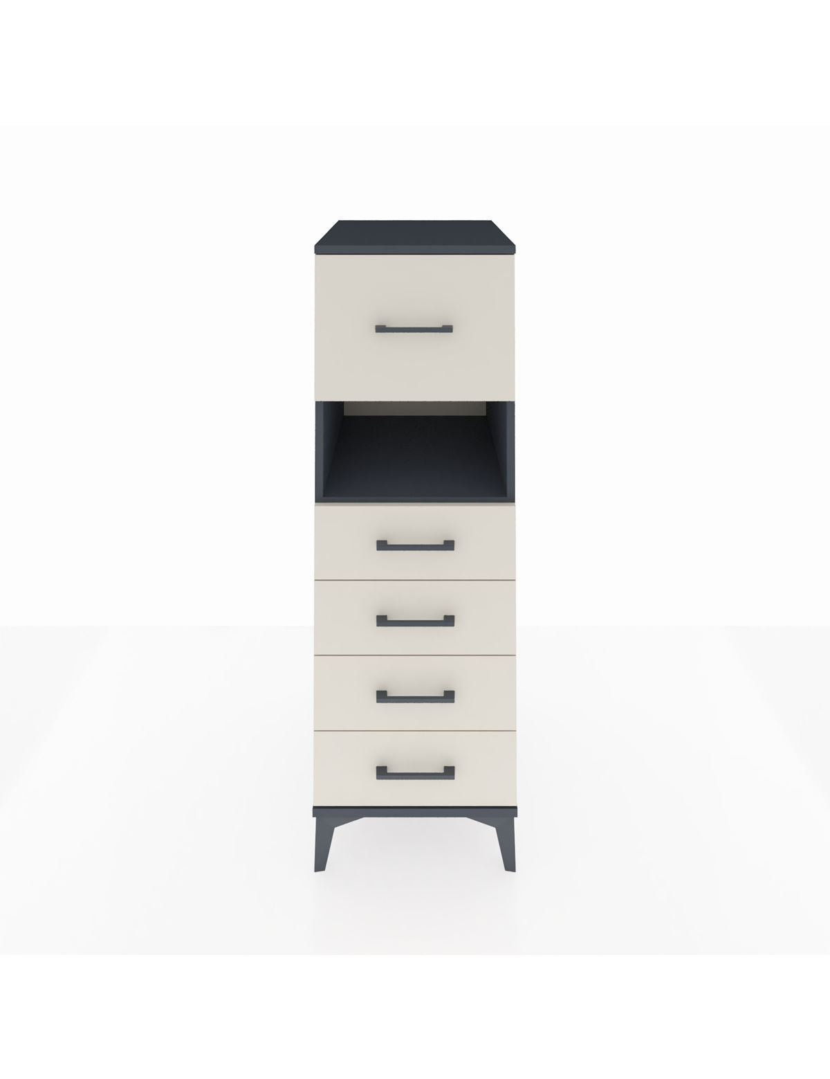 Kronos Dolap Tek Raflı 5 Çekmeceli 44x59x134 Antrasit-Aytaşı