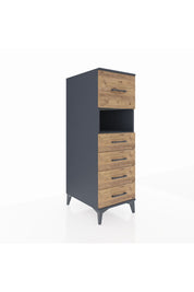 Kronos Dolap Tek Raflı 5 Çekmeceli 44x59x134 Antrasit-Çam