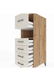 Kronos Dolap Tek Raflı 5 Çekmeceli 44x59x134 Çam-Aytaşı