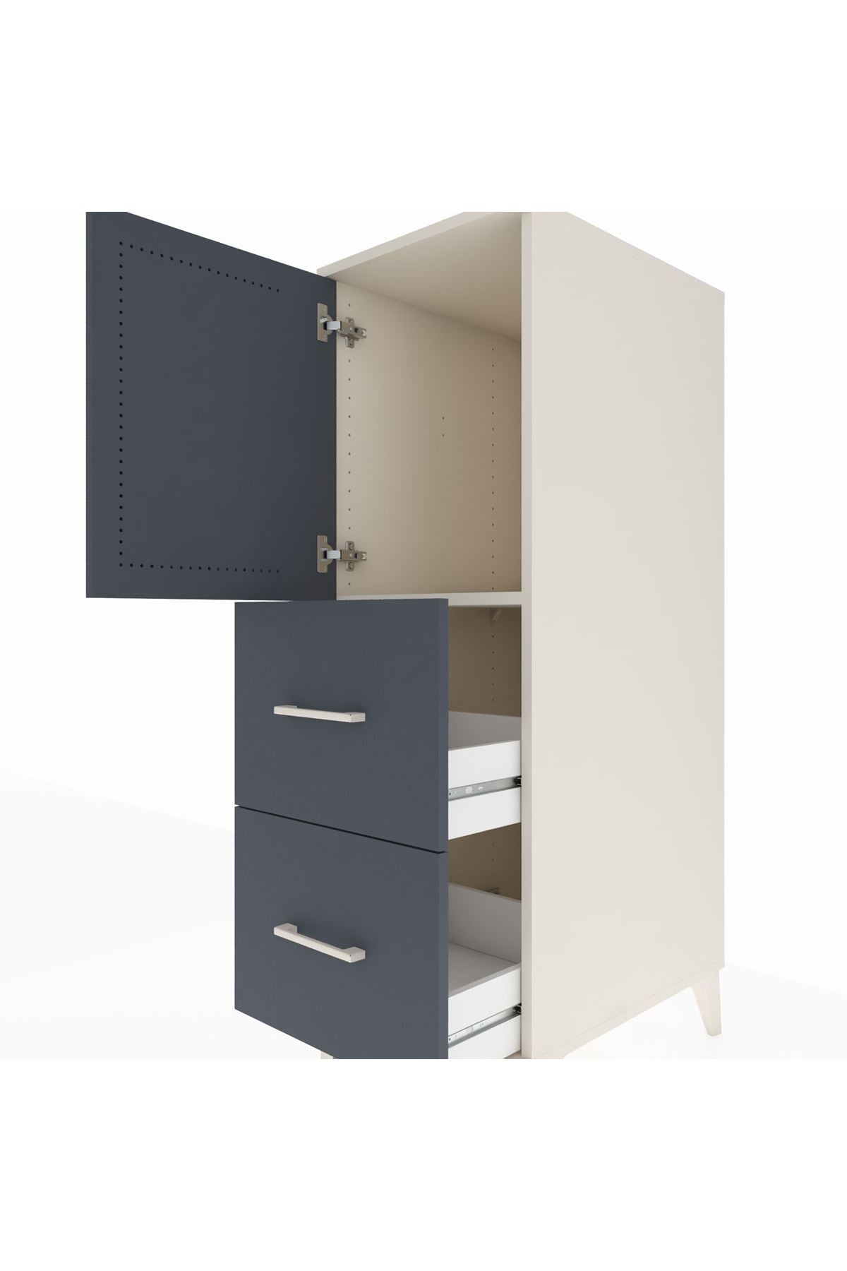 Kronos Dolap Tek Raflı 2 Çekmeceli Tek Kapaklı 44x59x134 Aytaşı-Antrasit