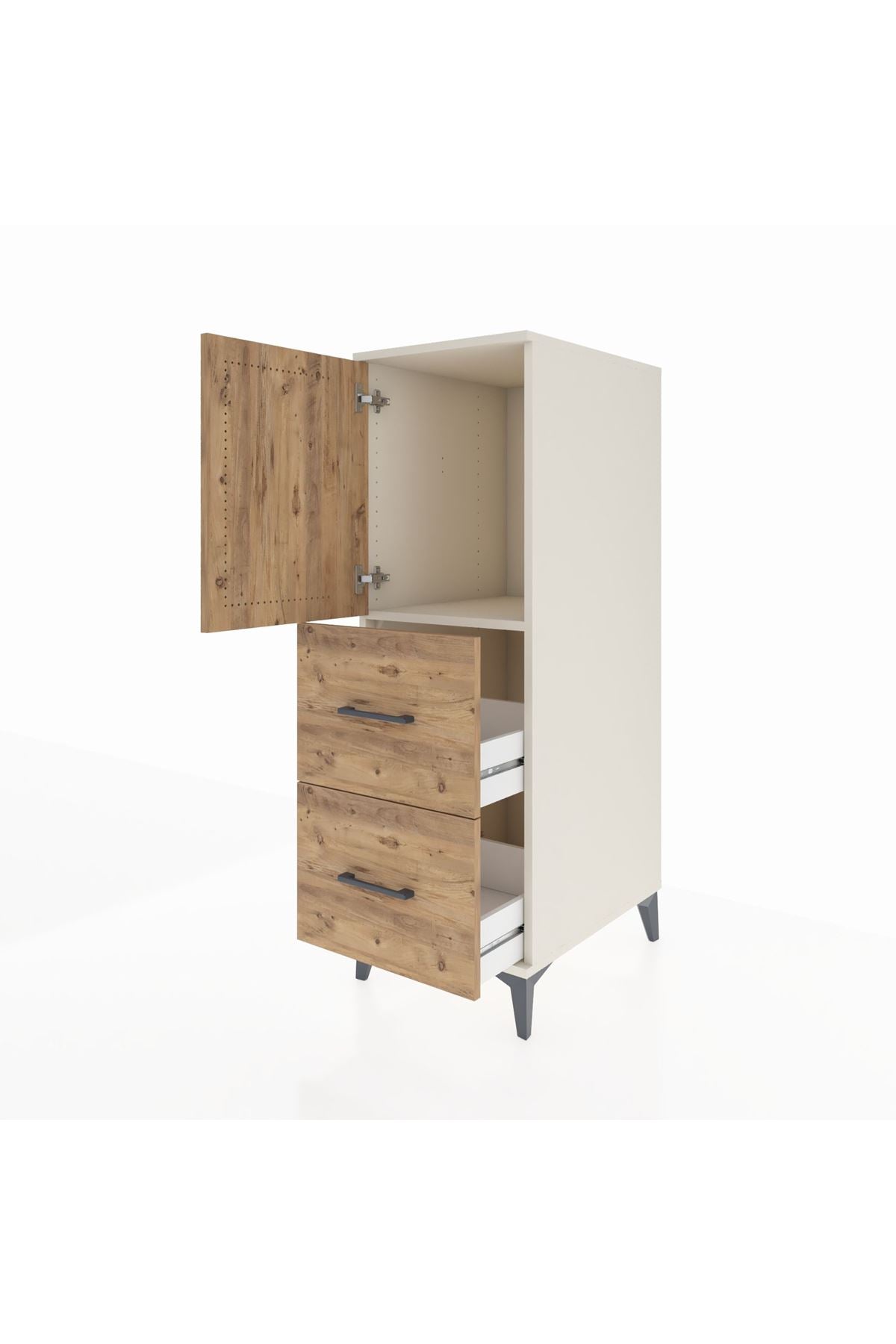 Kronos Dolap Tek Raflı 2 Çekmeceli Tek Kapaklı 44x59x134 Aytaşı-Çam