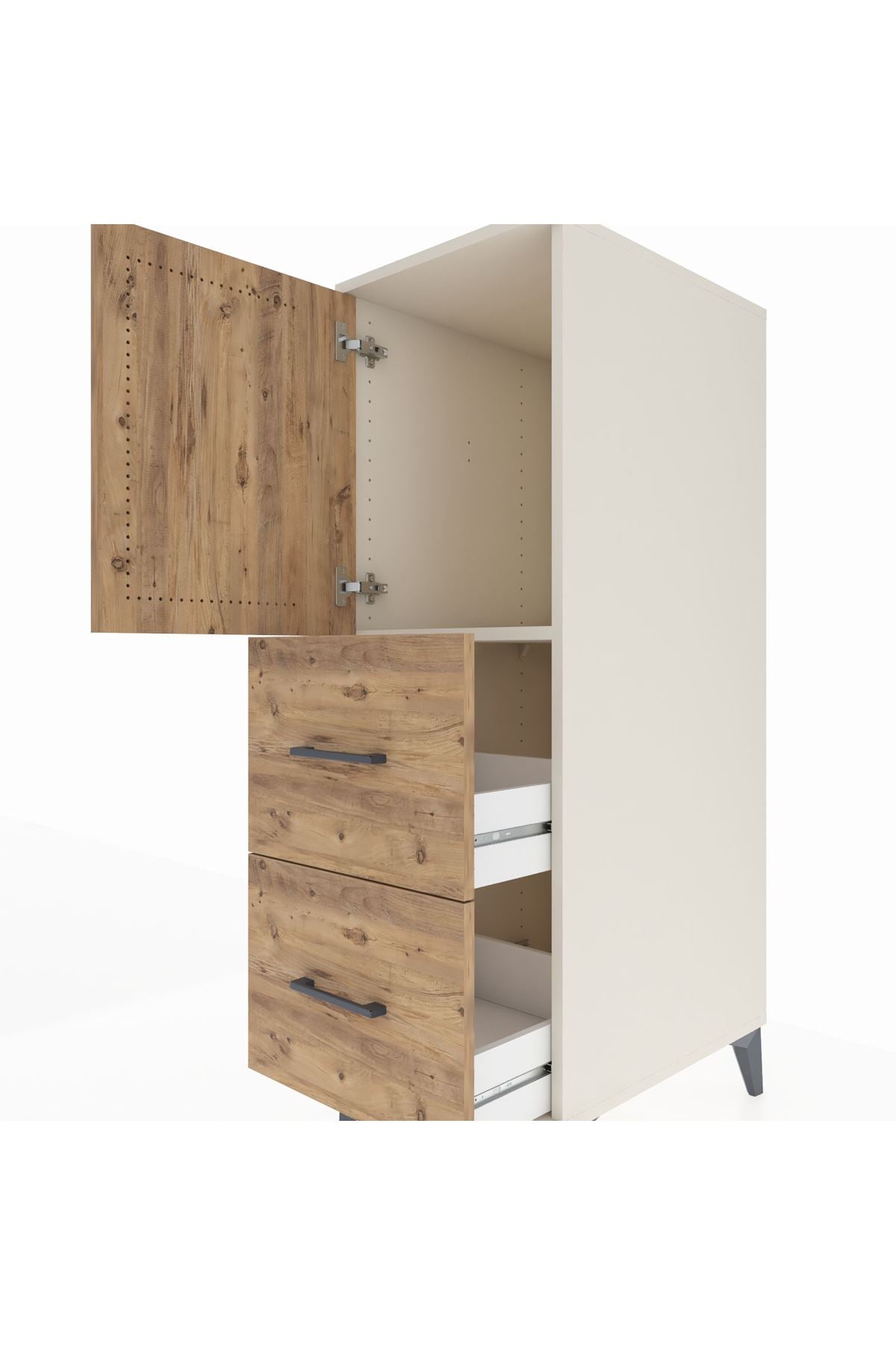 Kronos Dolap Tek Raflı 2 Çekmeceli Tek Kapaklı 44x59x134 Aytaşı-Çam