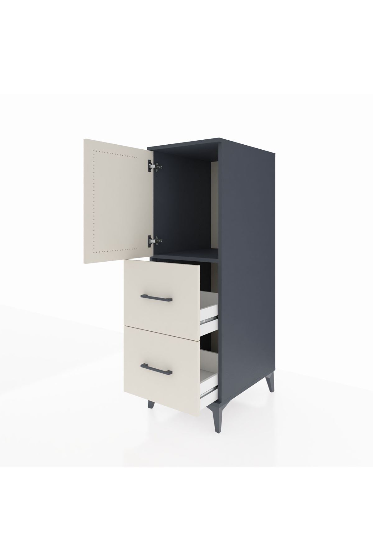 Kronos Dolap Tek Raflı 2 Çekmeceli Tek Kapaklı 44x59x134 Antrasit-Aytaşı