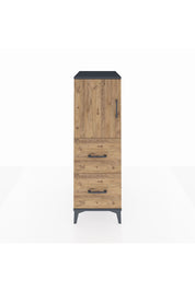 Kronos Dolap Tek Raflı 2 Çekmeceli Tek Kapaklı 44x59x134 Antrasit-Çam