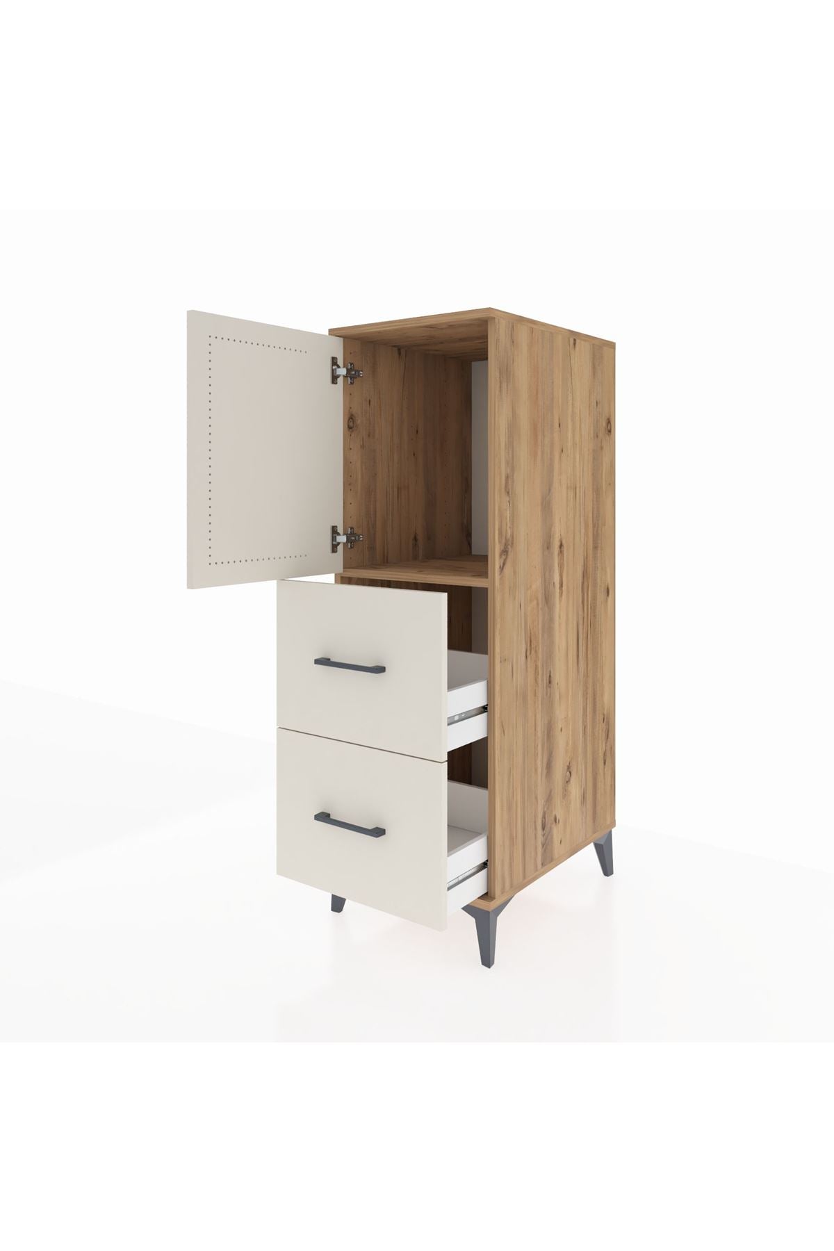 Kronos Dolap Tek Raflı 2 Çekmeceli Tek Kapaklı 44x59x134 Çam-Aytaşı