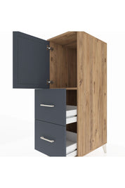 Kronos Dolap Tek Raflı 2 Çekmeceli Tek Kapaklı 44x59x134 Çam-Antrasit