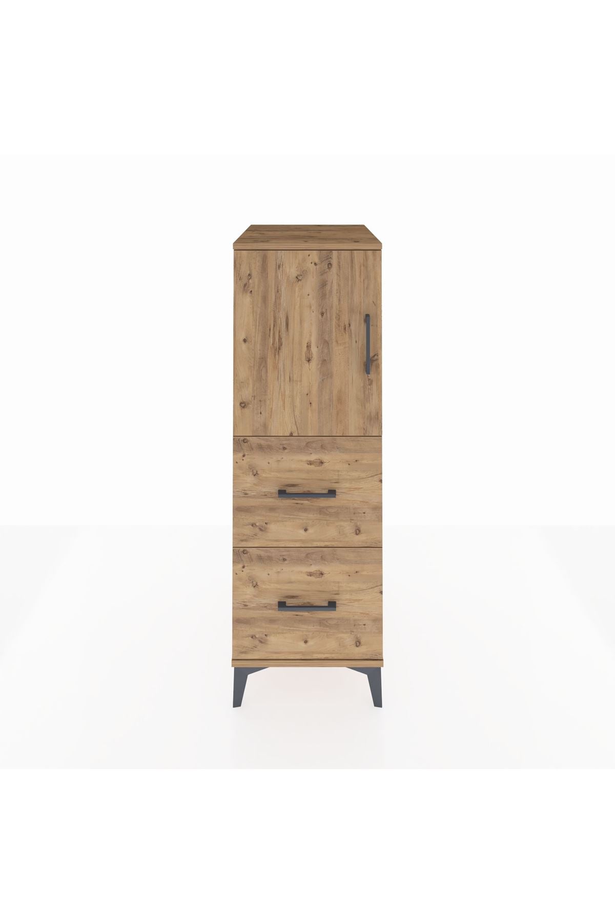 Kronos Dolap Tek Raflı 2 Çekmeceli Tek Kapaklı 44x59x134 Çam-Çam