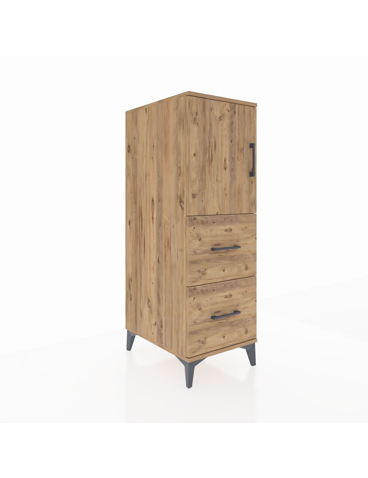 Kronos Dolap Tek Raflı 2 Çekmeceli Tek Kapaklı 44x59x134 Çam-Çam