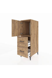 Kronos Dolap Tek Raflı 2 Çekmeceli Tek Kapaklı 44x59x134 Çam-Çam