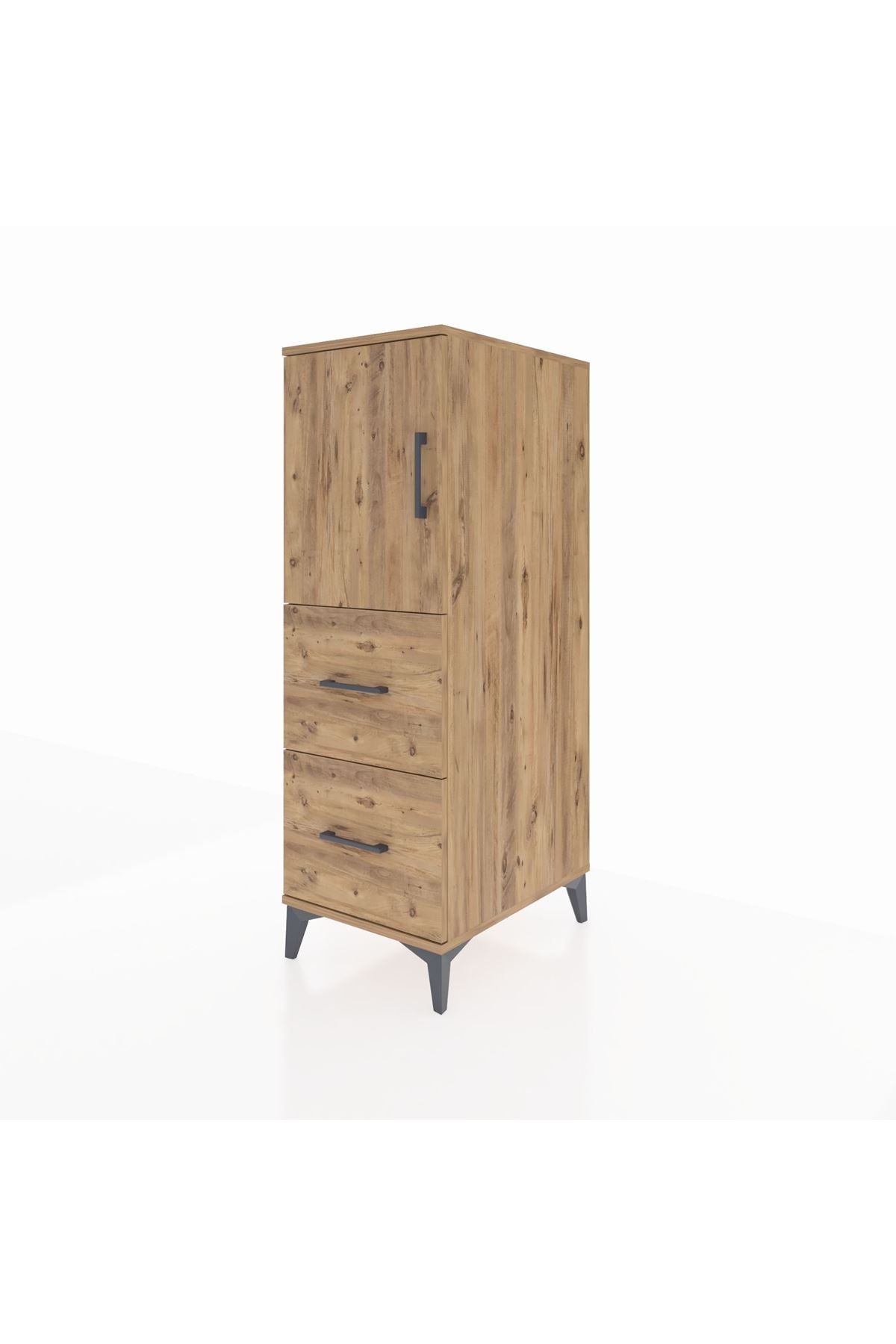 Kronos Dolap Tek Raflı 2 Çekmeceli Tek Kapaklı 44x59x134 Çam-Çam