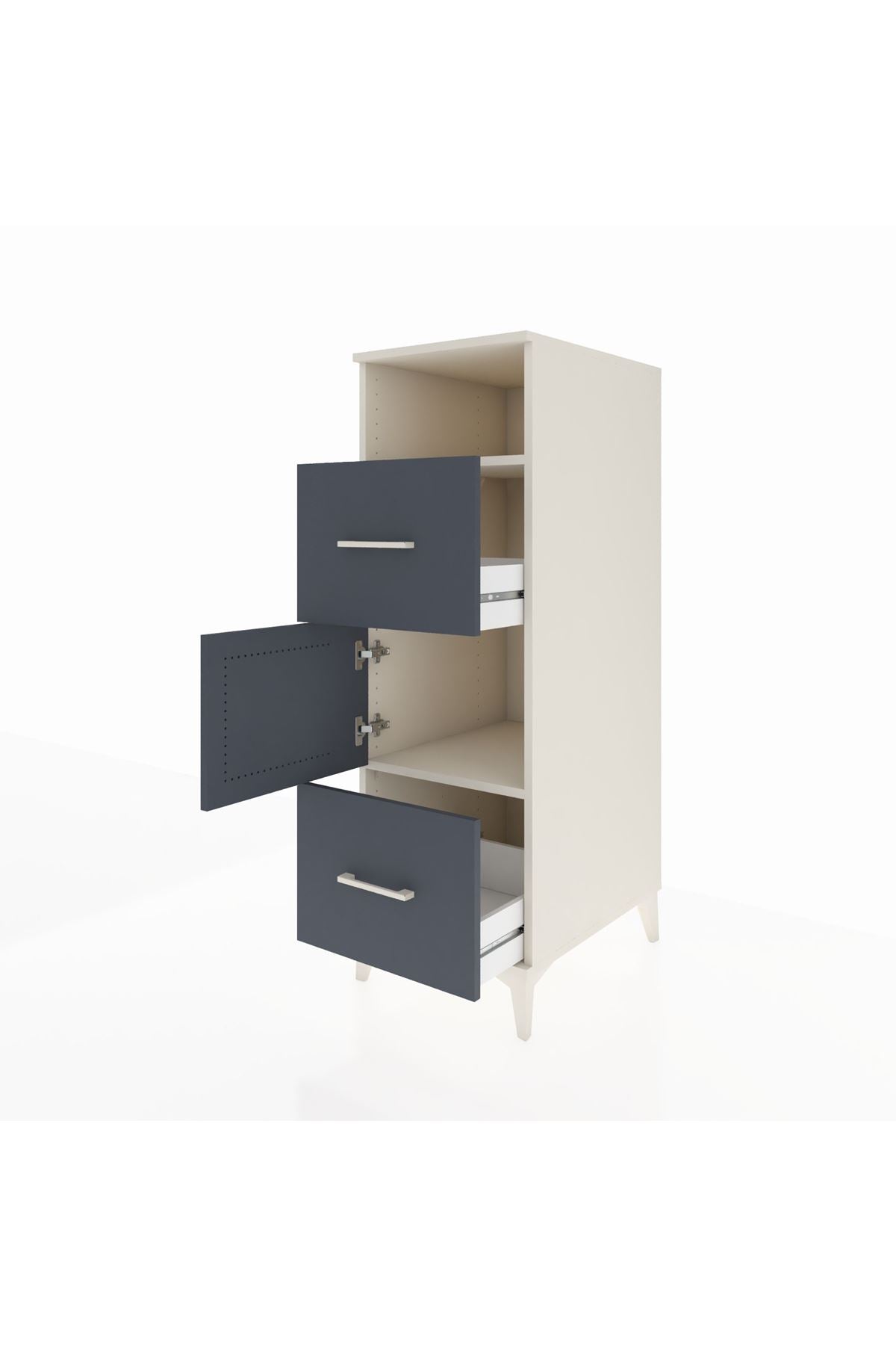 Kronos Dolap 2 Raflı 2 Çekmeceli Tek Kapaklı 44x59x134 Aytaşı-Antrasit