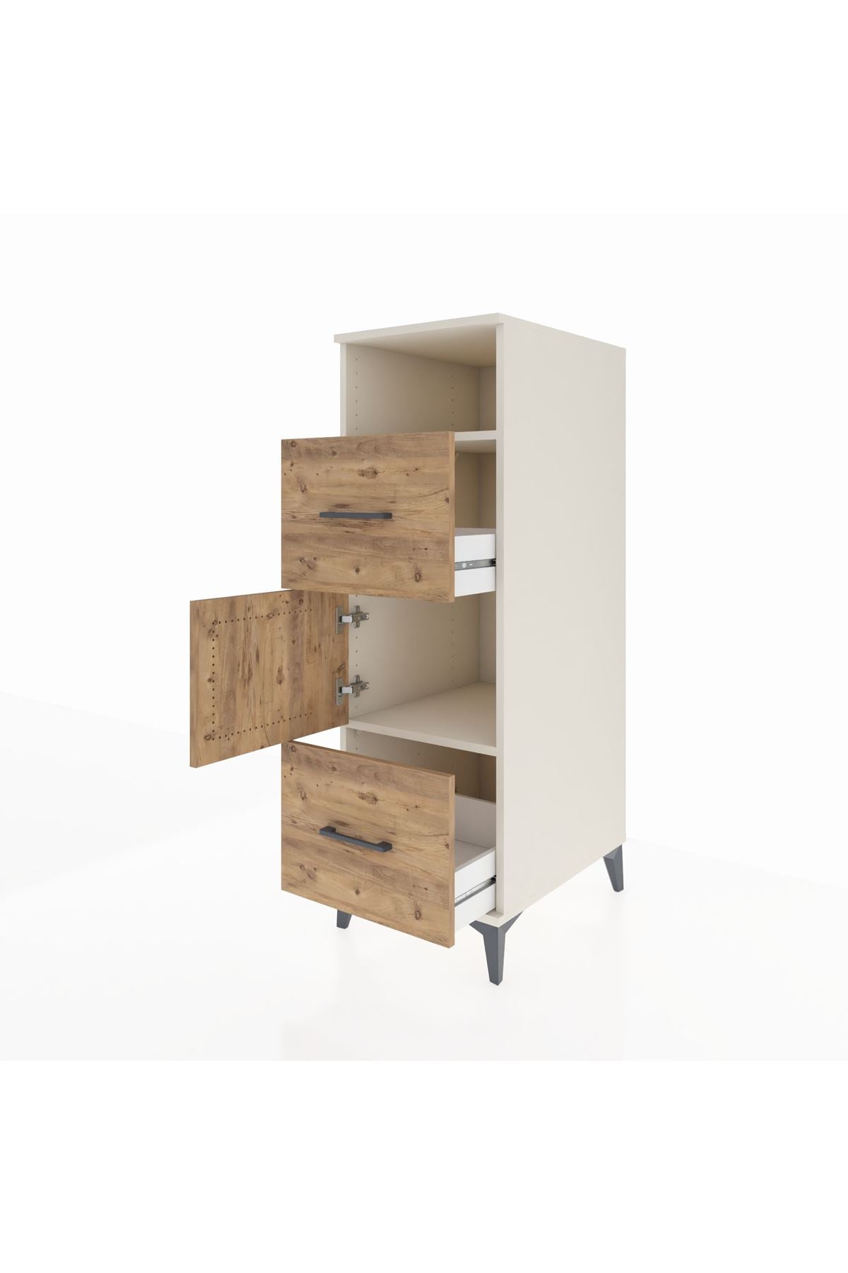 Kronos Dolap 2 Raflı 2 Çekmeceli Tek Kapaklı 44x59x134 Aytaşı-Çam