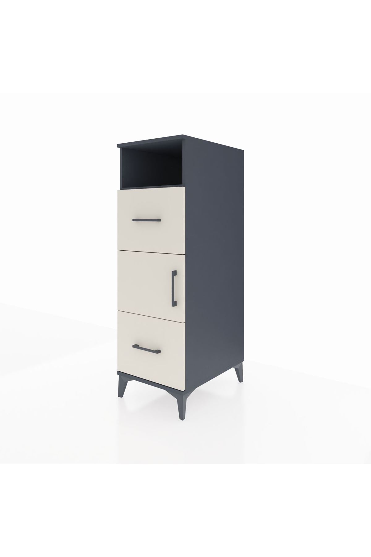 Kronos Dolap 2 Raflı 2 Çekmeceli Tek Kapaklı 44x59x134 Antrasit-Aytaşı