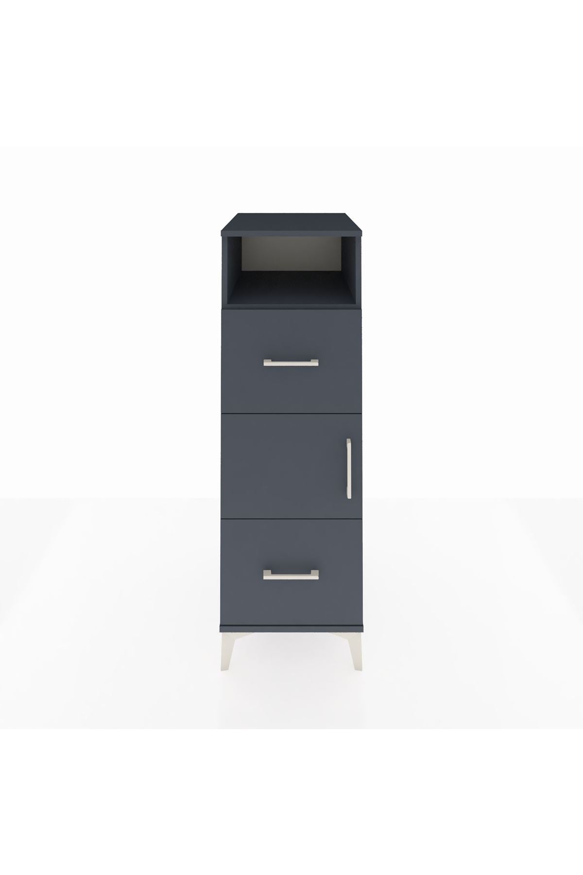 Kronos Dolap 2 Raflı 2 Çekmeceli Tek Kapaklı 44x59x134 Antrasit-Antrasit