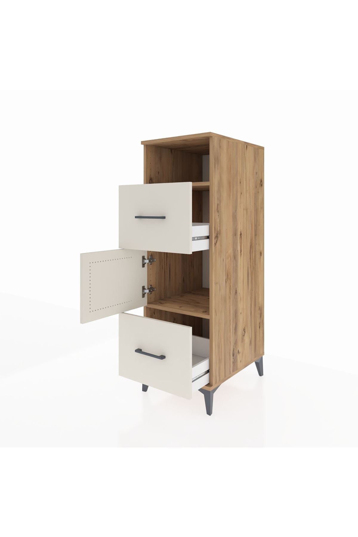 Kronos Dolap 2 Raflı 2 Çekmeceli Tek Kapaklı 44x59x134 Çam-Aytaşı