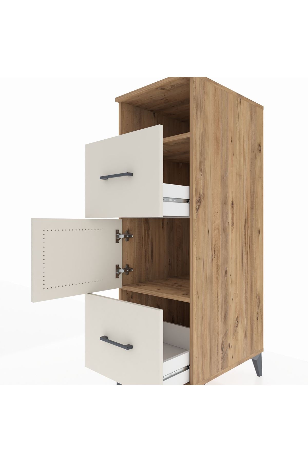 Kronos Dolap 2 Raflı 2 Çekmeceli Tek Kapaklı 44x59x134 Çam-Aytaşı