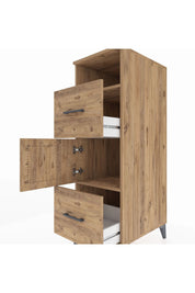 Kronos Dolap 2 Raflı 2 Çekmeceli Tek Kapaklı 44x59x134 Çam-Çam