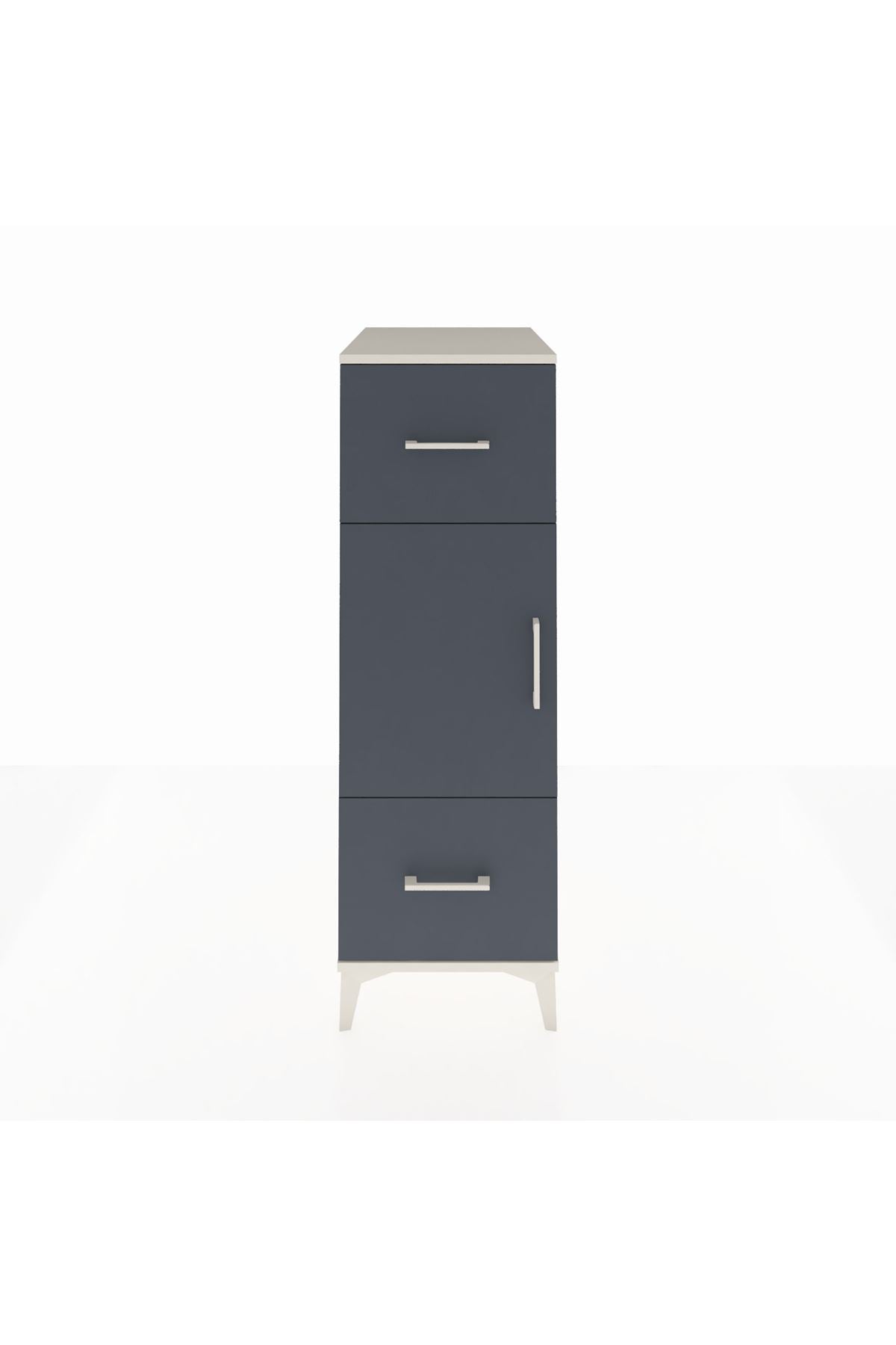 Kronos Dolap 2 Raflı 2 Çekmeceli Tek Kapaklı 44x59x134 Aytaşı-Antrasit