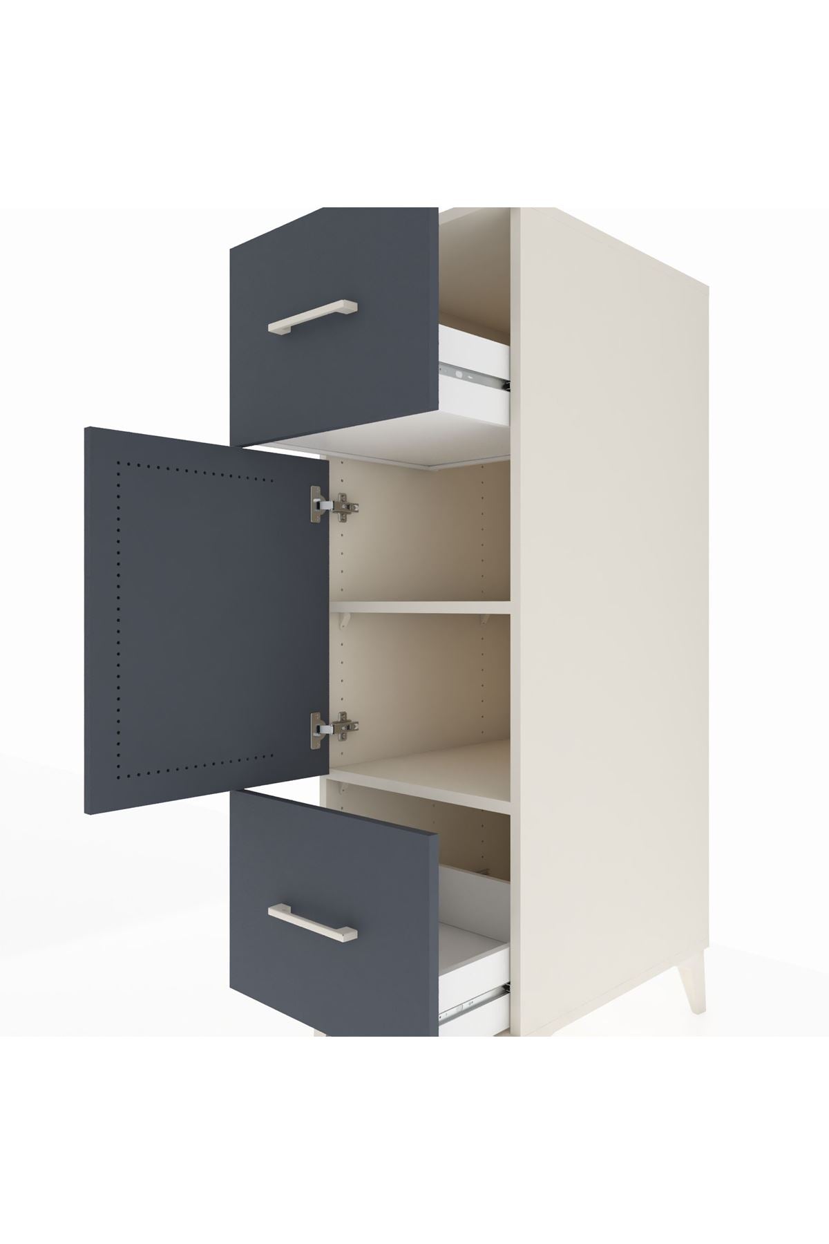 Kronos Dolap 2 Raflı 2 Çekmeceli Tek Kapaklı 44x59x134 Aytaşı-Antrasit