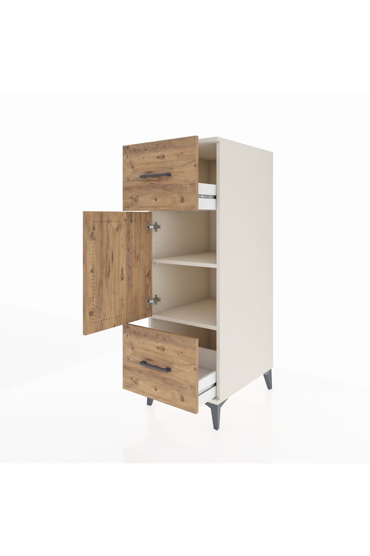 Kronos Dolap 2 Raflı 2 Çekmeceli Tek Kapaklı 44x59x134 Aytaşı-Çam