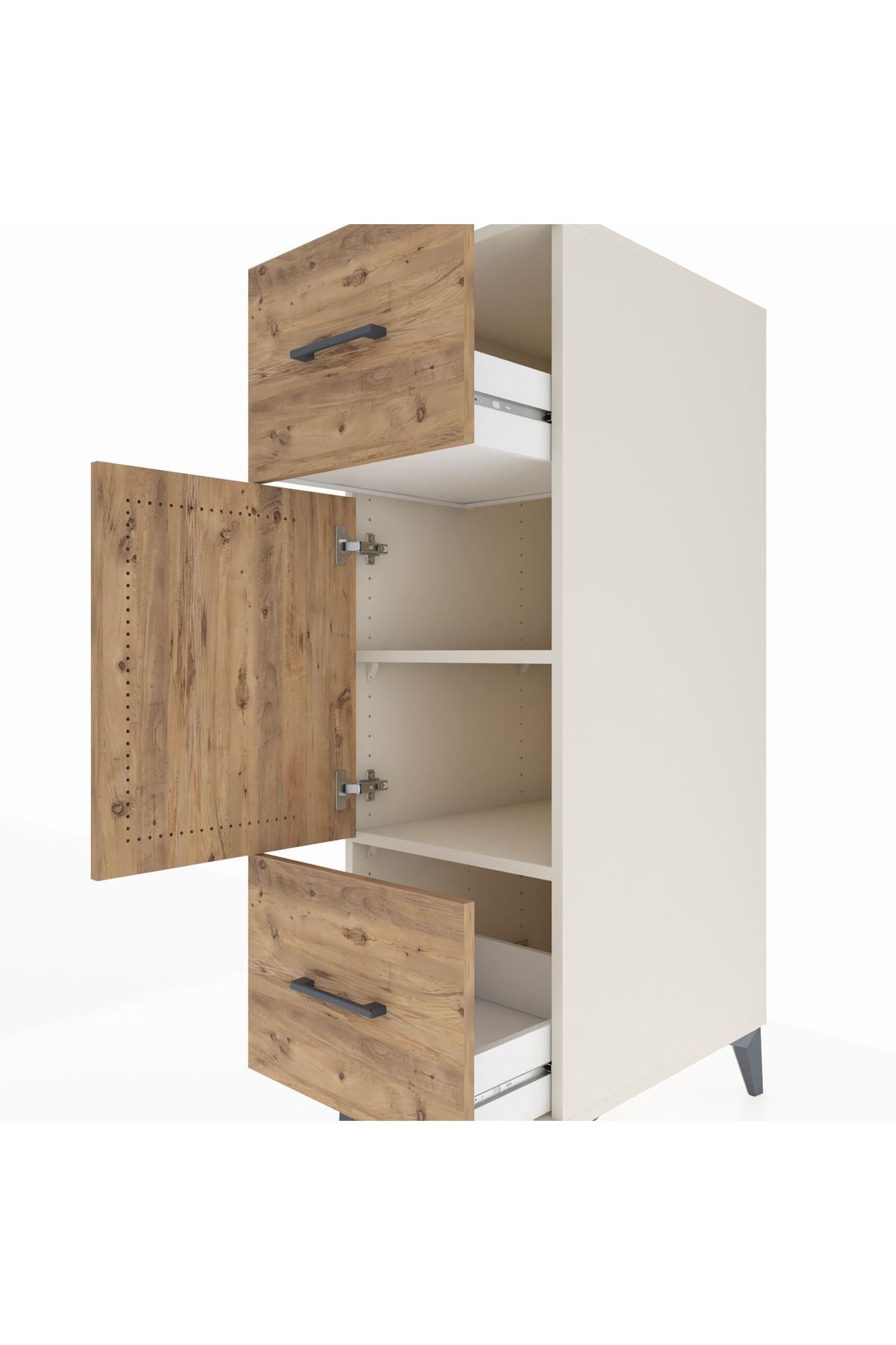 Kronos Dolap 2 Raflı 2 Çekmeceli Tek Kapaklı 44x59x134 Aytaşı-Çam