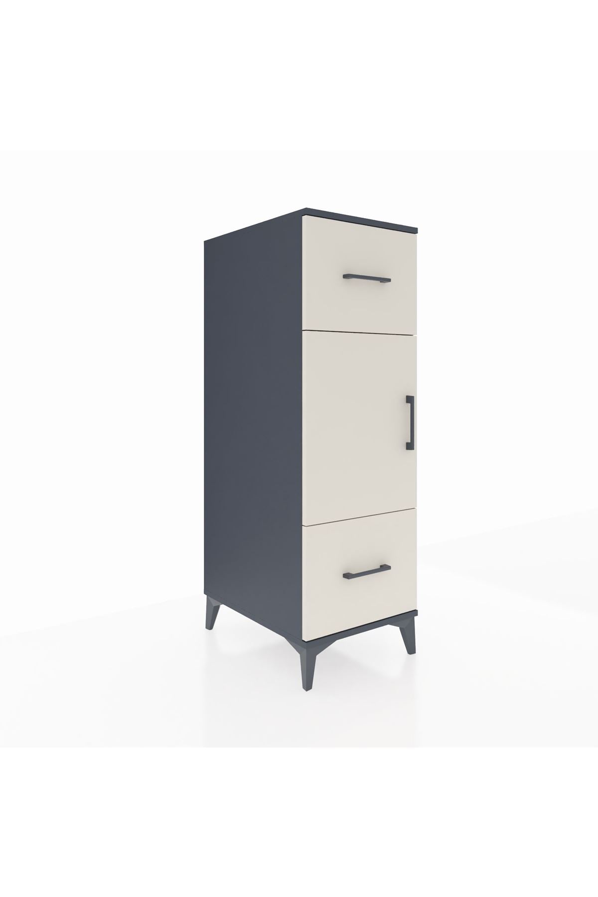 Kronos Dolap 2 Raflı 2 Çekmeceli Tek Kapaklı 44x59x134 Antrasit-Aytaşı