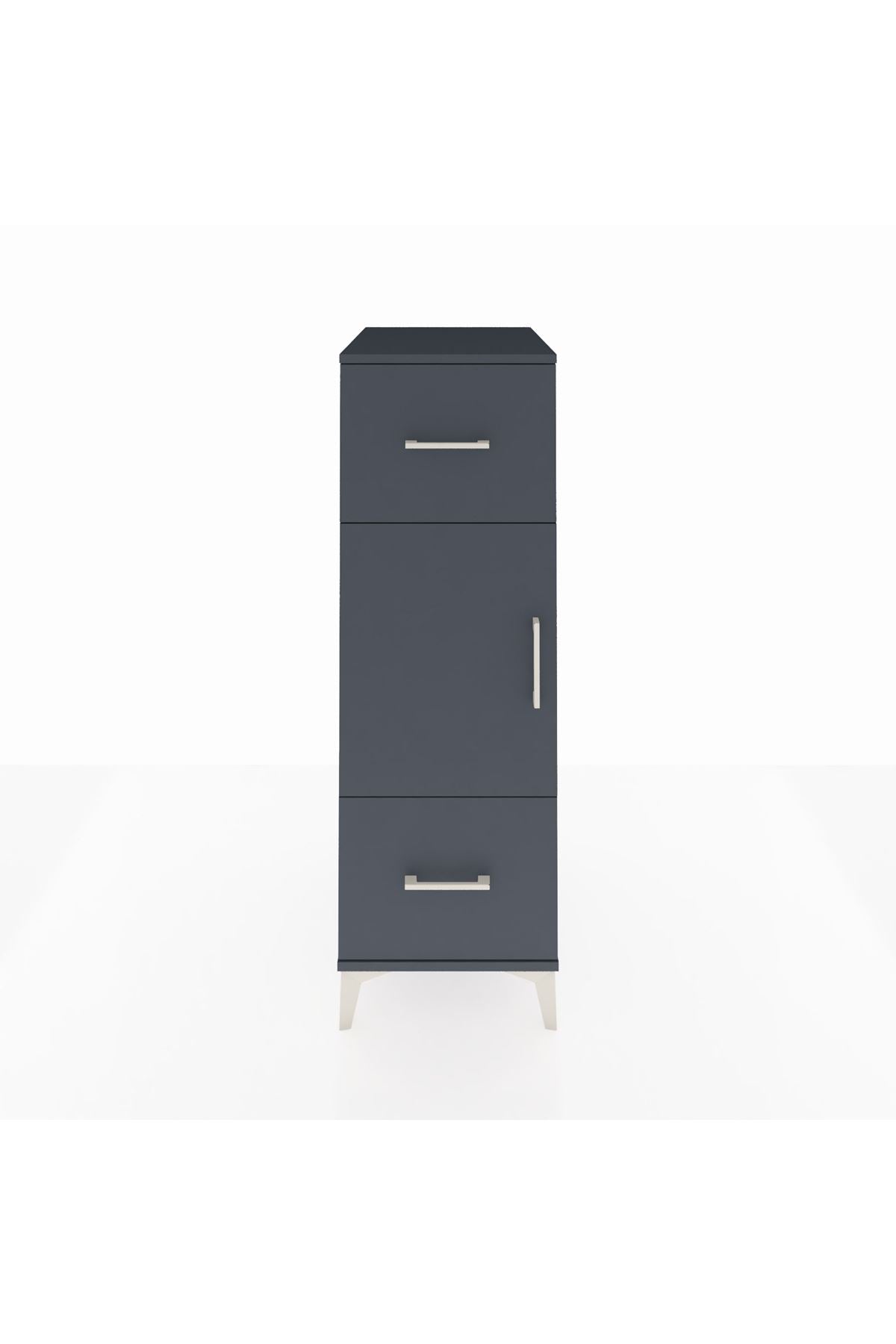 Kronos Dolap 2 Raflı 2 Çekmeceli Tek Kapaklı 44x59x134 Antrasit-Antrasit