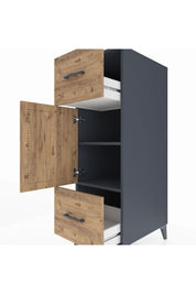 Kronos Dolap 2 Raflı 2 Çekmeceli Tek Kapaklı 44x59x134 Antrasit-Çam