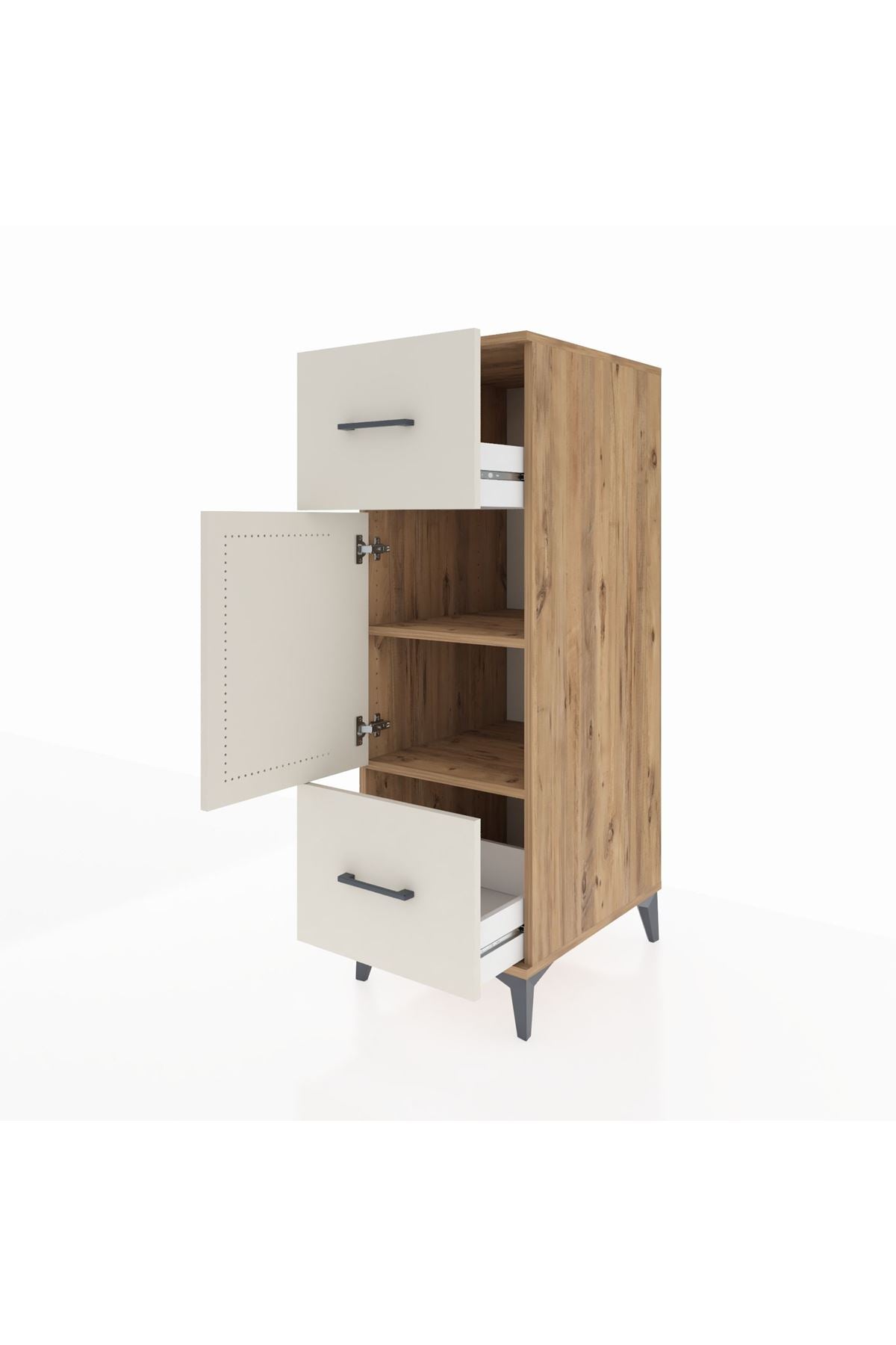 Kronos Dolap 2 Raflı 2 Çekmeceli Tek Kapaklı 44x59x134 Çam-Aytaşı